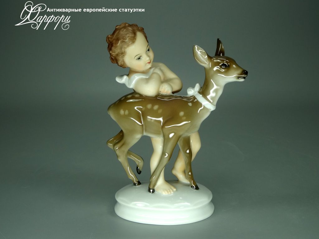 Купить фарфоровые статуэтки Rosenthal, Путти с олененком, Германия